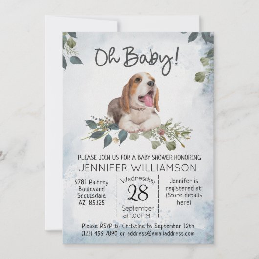 Invitation Mon bébé ! Baby shower beagle Chien Chien Chien (Devant)