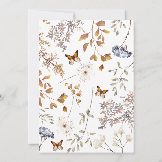 Invitation Mon bébé, Baby shower d'automne, Papillon, Foliage (Dos)