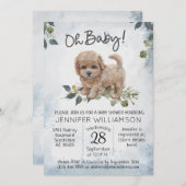 Invitation Mon bébé ! Baby shower de chien Cockapoo (Devant / Derrière)