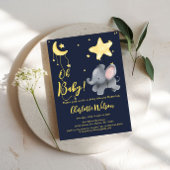 Invitation Mon bébé ! Baby shower Eléphant et Balloon mignon