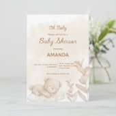 Invitation Mon bébé ! Baby shower neutre Boho de l'ours couch (Debout devant)