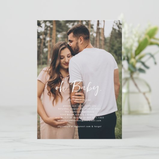 Invitation Mon bébé | Baby shower photo simple (Debout devant)