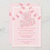 Invitation Mon bébé Baby shower rose (Devant / Derrière)
