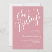 Invitation Mon bébé ! Baby shower rose fille (Devant)