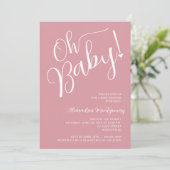 Invitation Mon bébé ! Baby shower rose fille (Debout devant)