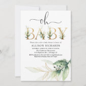 Invitation Mon bébé baby shower vert neutre genre (Devant)