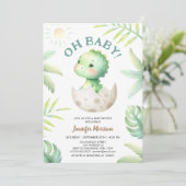 Invitation Mon bébé ! Bébé mignon Dino Dinosaur Baby shower (Debout devant)