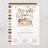 Invitation Mon bébé ! Boho, Unisex, Baby shower de linge (Devant / Derrière)