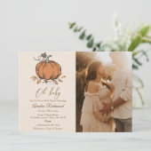 Invitation Mon bébé ! Citrouille d'automne Baby shower d'auto (Debout devant)