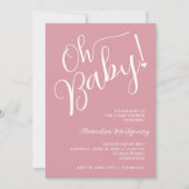 Invitation Mon bébé ! Code QR Baby shower fille rose (Devant)