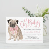 Invitation Mon bébé ! Douche Chien Rose Chien Rose Chien Rose (Debout devant)