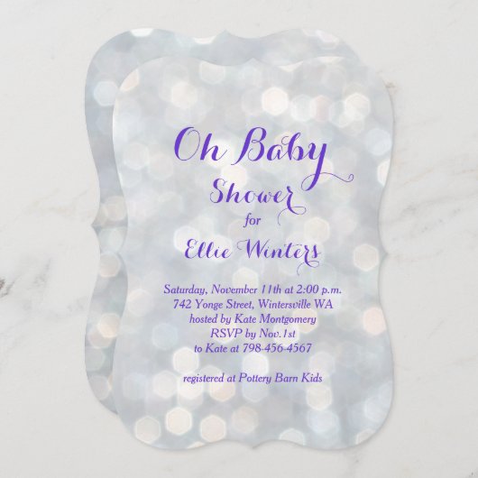 Invitation Mon bébé ! Éclairage Éclairage Violet Douche Invit (Devant / Derrière)