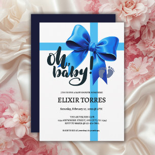 Invitation Mon bébé ! Élégant Baby shower bleu boue