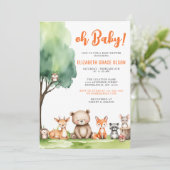 Invitation Mon bébé ! Le Baby shower des animaux des bois (Debout devant)