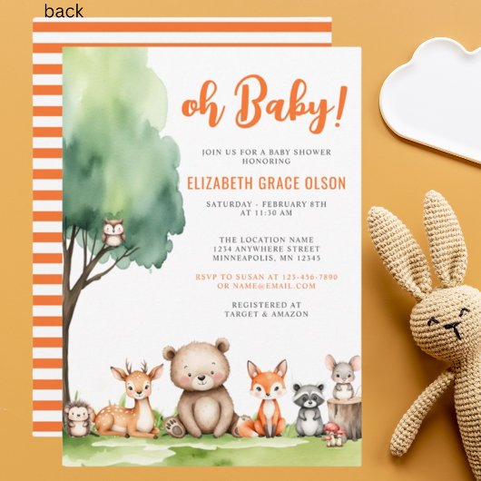 Invitation Mon bébé ! Le Baby shower des animaux des bois