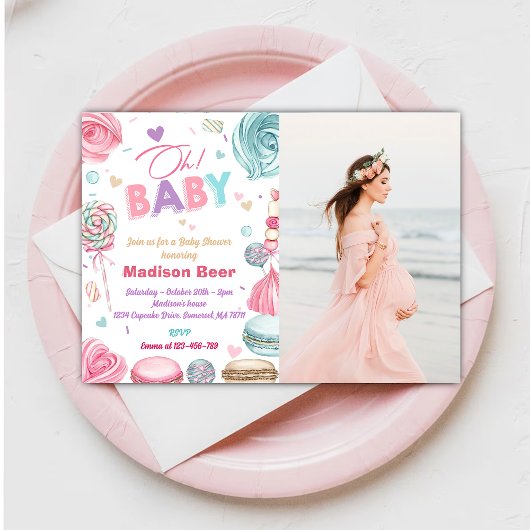 Invitation Mon bébé ! Photo Baby shower de filles aspergées d