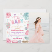 Invitation Mon bébé ! Photo Baby shower de filles aspergées d (Devant)