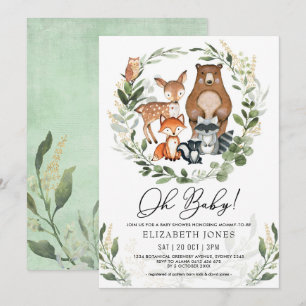 Invitation Mon bébé Végétation douce Forêt Forêt Douche