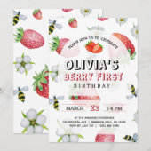 Invitation Mon Berry premier anniversaire fraise Anniversaire (Devant / Derrière)