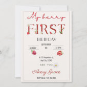 Invitation Mon Berry Premier Anniversaire Fraises mignonnes (Devant)