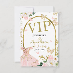 Invitation Mon Billet VIP Floral Blush pour la Fête des 3 Ans