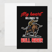 Invitation Mon Coeur Appartient À Bull Rider Cowboy Rodeo Cad (Devant / Derrière)