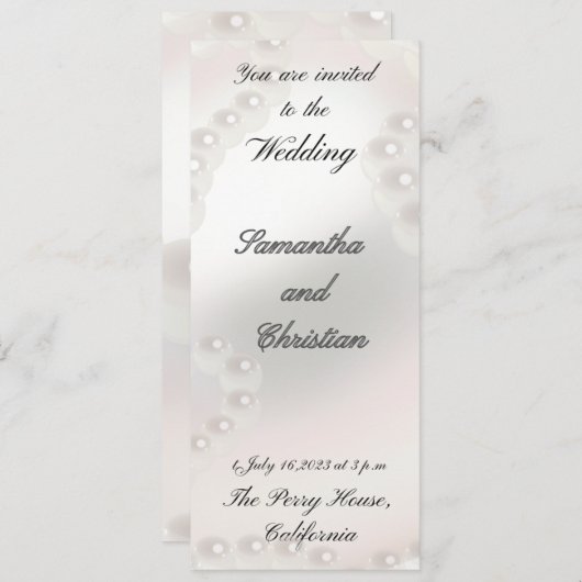 Invitation Mon Mariage Pearl (Devant / Derrière)