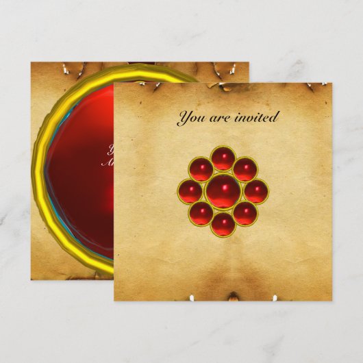 Invitation MON parchemin rouge rubis (Devant / Derrière)