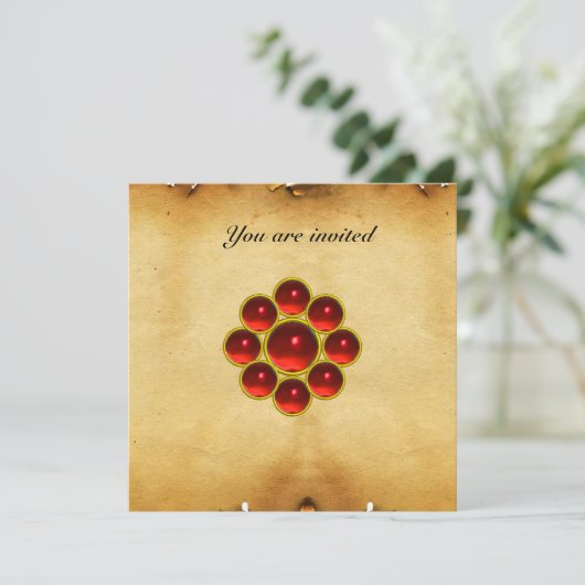 Invitation MON parchemin rouge rubis (Debout devant)
