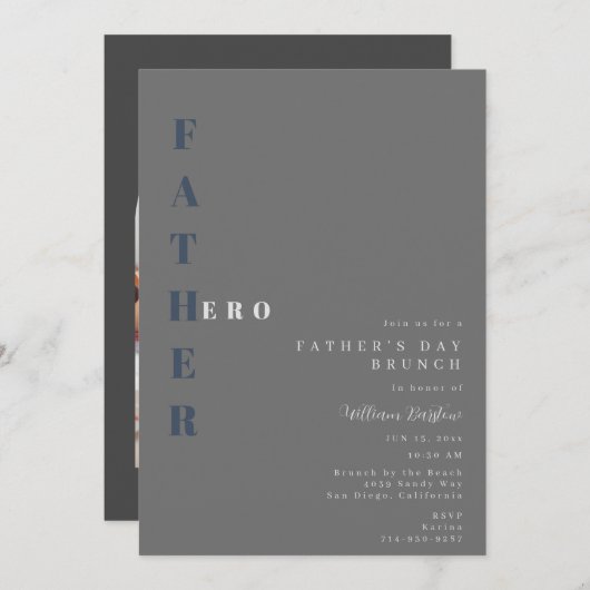 Invitation Mon père, ma Fête des pères de héros (Devant / Derrière)