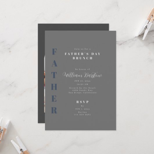 Invitation Mon père, mon super-héros Fête des pères Brunch (Devant/Arrière en situation)