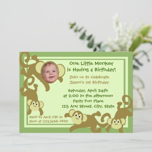 Invitation Mon petit singe (Debout devant)