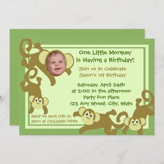 Invitation Mon petit singe (Devant / Derrière)