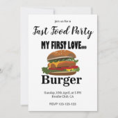 Invitation Mon Premier Amour Burger Restauration Rapide Fête (Devant)