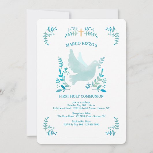 Invitation Mon premier bleu communion (Devant)