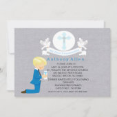 Invitation Mon premier Garçon de Communion Kneeling Invitatio (Devant)