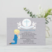 Invitation Mon premier Garçon de Communion Kneeling Invitatio (Debout devant)