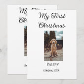 Invitation Mon premier Noël ajouter nom animal chien chat ann (Devant / Derrière)