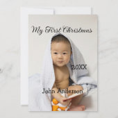 Invitation Mon premier Noël ajouter nom de bébé date année ph (Dos)