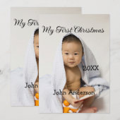 Invitation Mon premier Noël ajouter nom de bébé date année ph (Devant / Derrière)