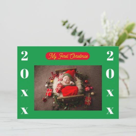 Invitation - Mon premier Noël - Ajouter photo/anné (Debout devant)