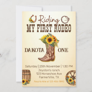 Invitation Mon premier rodéo bottes de cowboy tournesol fille