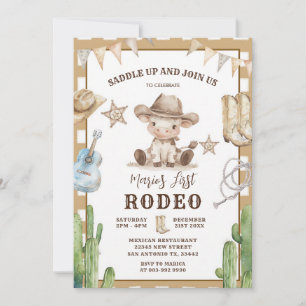 Invitation Mon Premier Rodéo Cowboy Gingham Far West