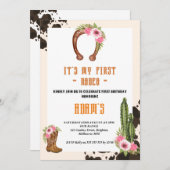 Invitation Mon Premier Rodéo Cowboy Rose (Devant / Derrière)