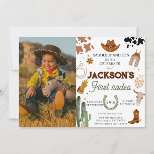 Invitation Mon premier rodéo photo Cowboy 1er anniversaire