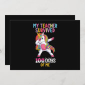 Invitation Mon Professeur A Survécu 100 Jours De Moi École Un (Devant / Derrière)