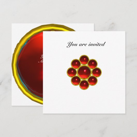 Invitation MON rouge rubis blanc (Devant / Derrière)