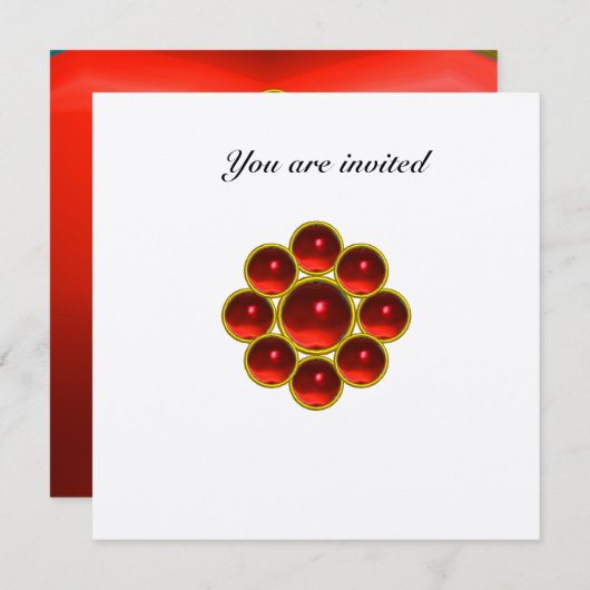 Invitation MON rubis rouge or blanc (Devant / Derrière)