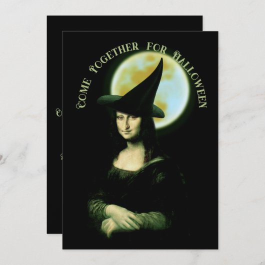 Invitation Mona Lisa Halloween Witch (Devant / Derrière)