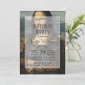 Invitation Mona Lisa Holding Elegant Gray Cat                 (Debout devant)